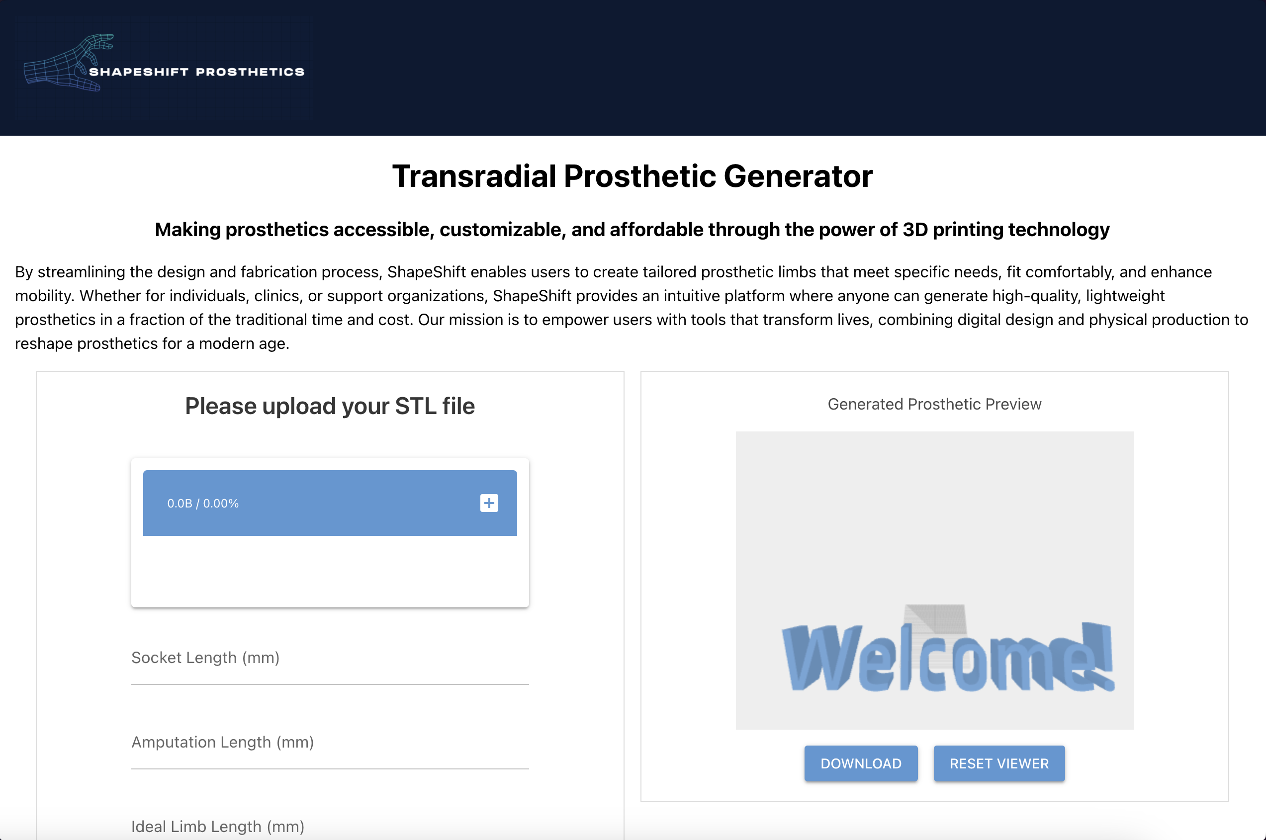 ShapeShift Prosthetics Website